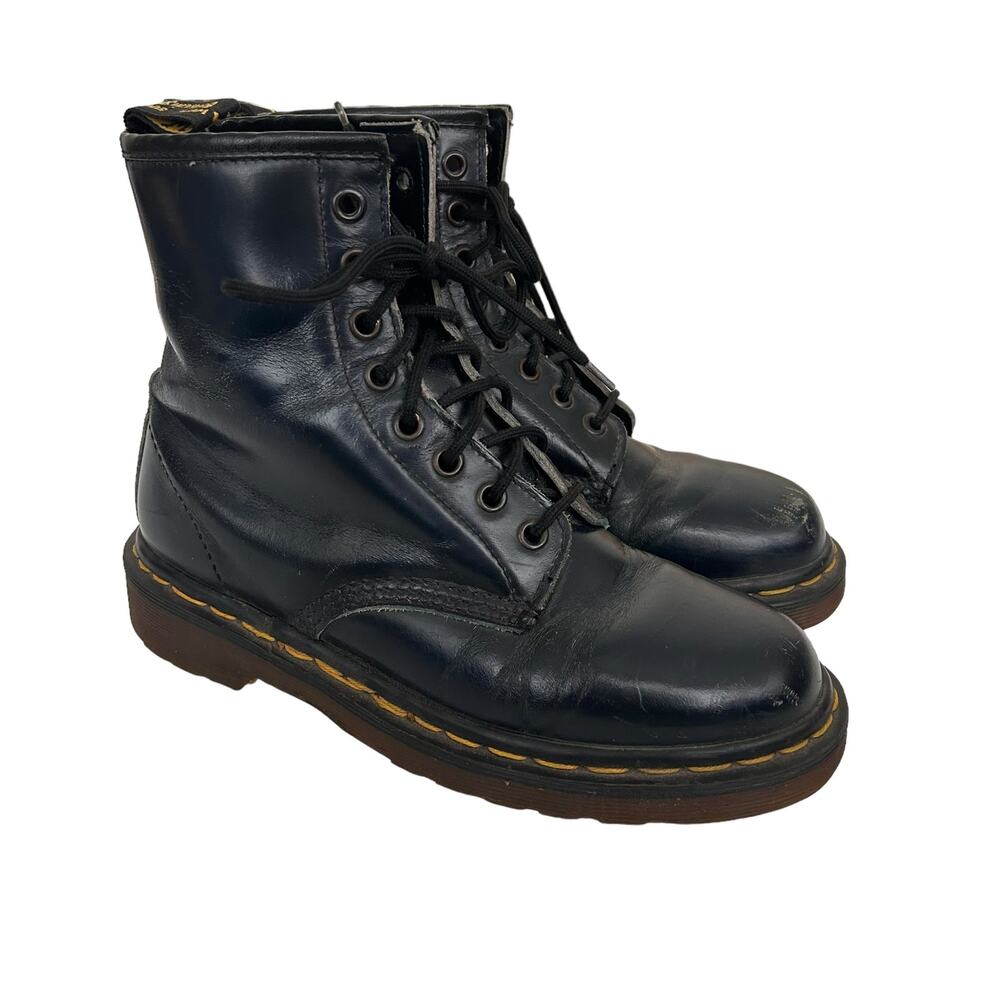 Doc Martens Navy Blue Leather Combat Boots Sz 5.5